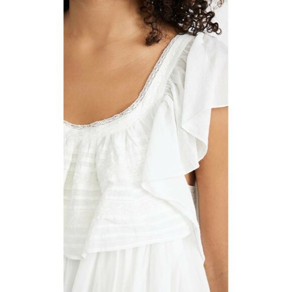 Free People Hailey Mini Dress Ivory White Ruffle Gauze Boho XS NWT $148 - Picture 5 of 7